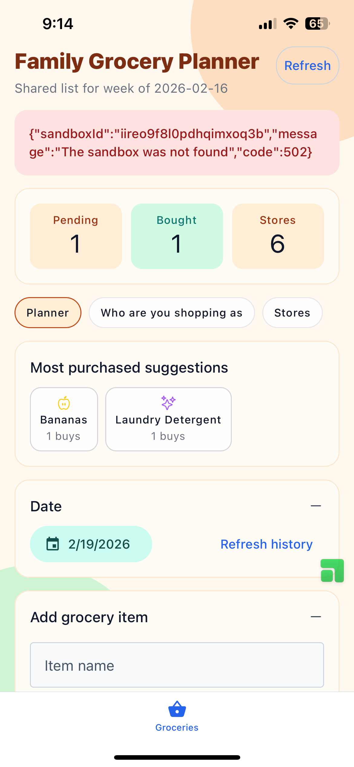 Sandbox expired error in mobile app